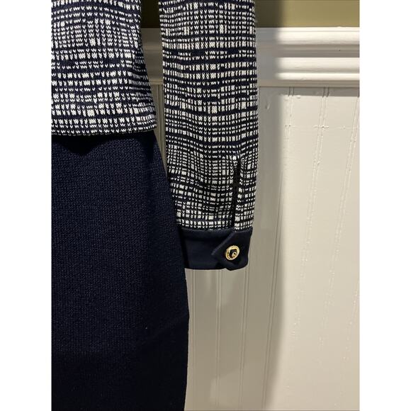 Vtg St John 2pc Skirt Suit Navy Blue Santana Knit Zip Front Jacket Size 2 Fringe - Picture 12 of 16